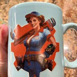 Funky Gasoline Diesel Fusion mug Red Rocket Blue and Red